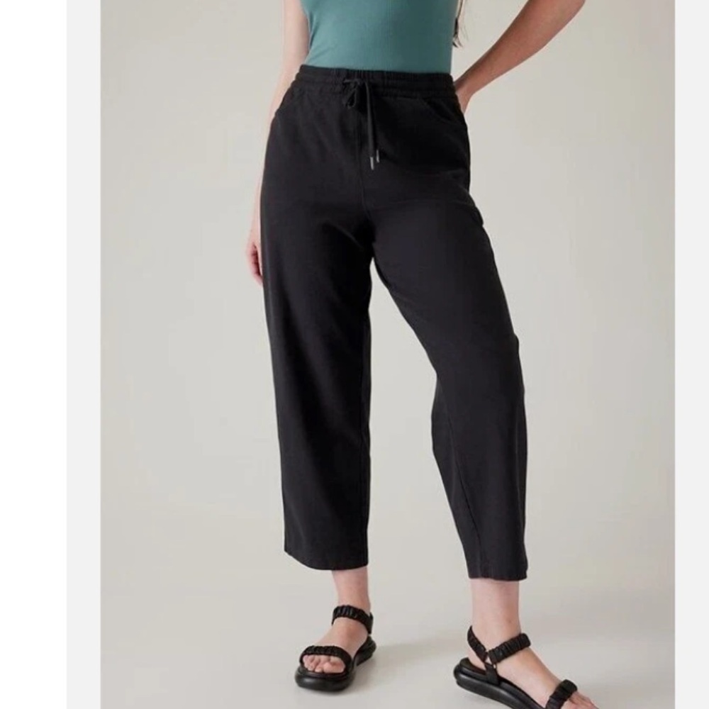 Athleta Farallon Pants Size Small Washed Black Pull On Casual Cotton Blend